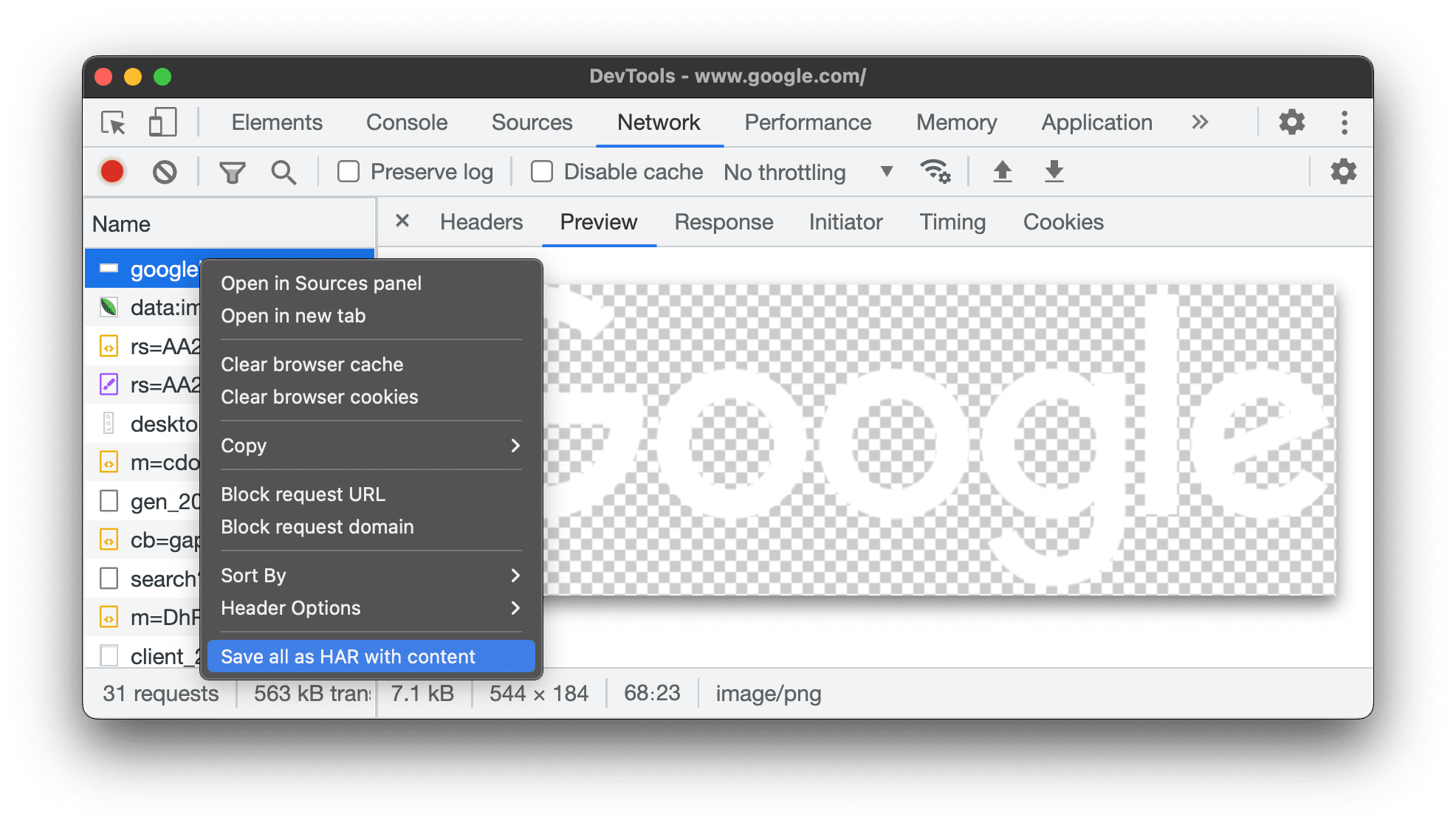 Save all network requests to a HAR file